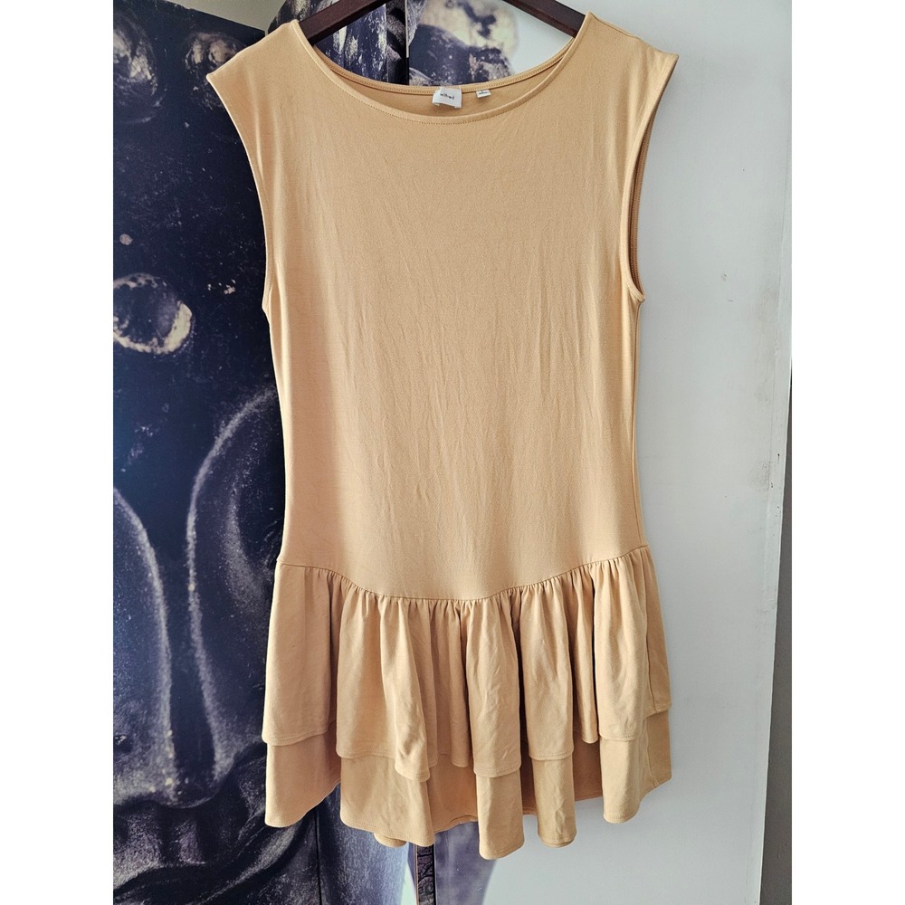 Wilfred Dress Layered Ruffle Sleeveless Yellow Mini Casual Summer Women's Size L